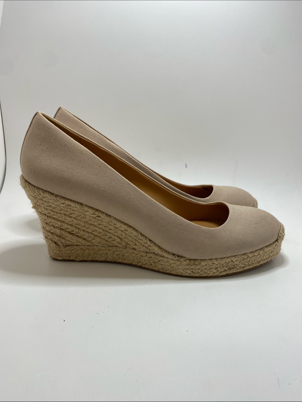 J. Crew Factory Neutral Canvas Espadrille Wedges Size 8.5